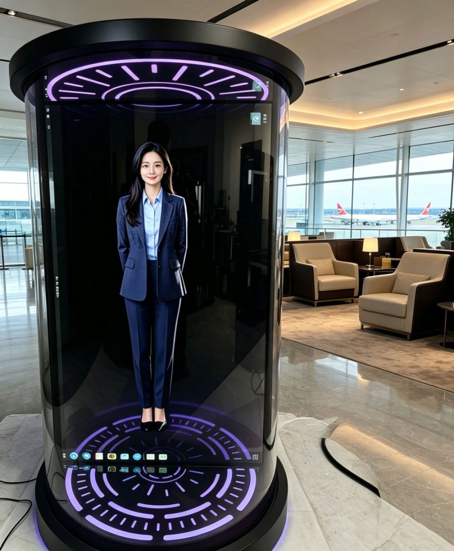 蓝速科技圆柱形全息数字人舱落地商用,大模型帮你迎宾(图2) 蓝速科技圆柱形全息数字人舱落地商用,大模型帮你迎宾(图2)