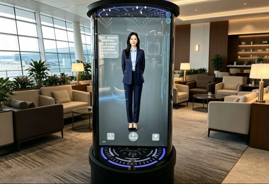 蓝速科技 75 寸圆柱全息数字人舱实测：视听双绝(图1)