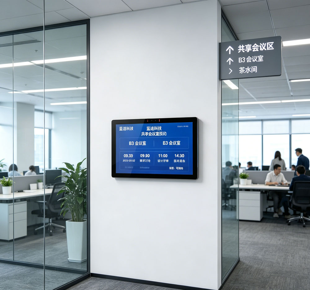 蓝速科技丨会议预约电子门牌，指示灯一眼查看会议室占用状态(图1)