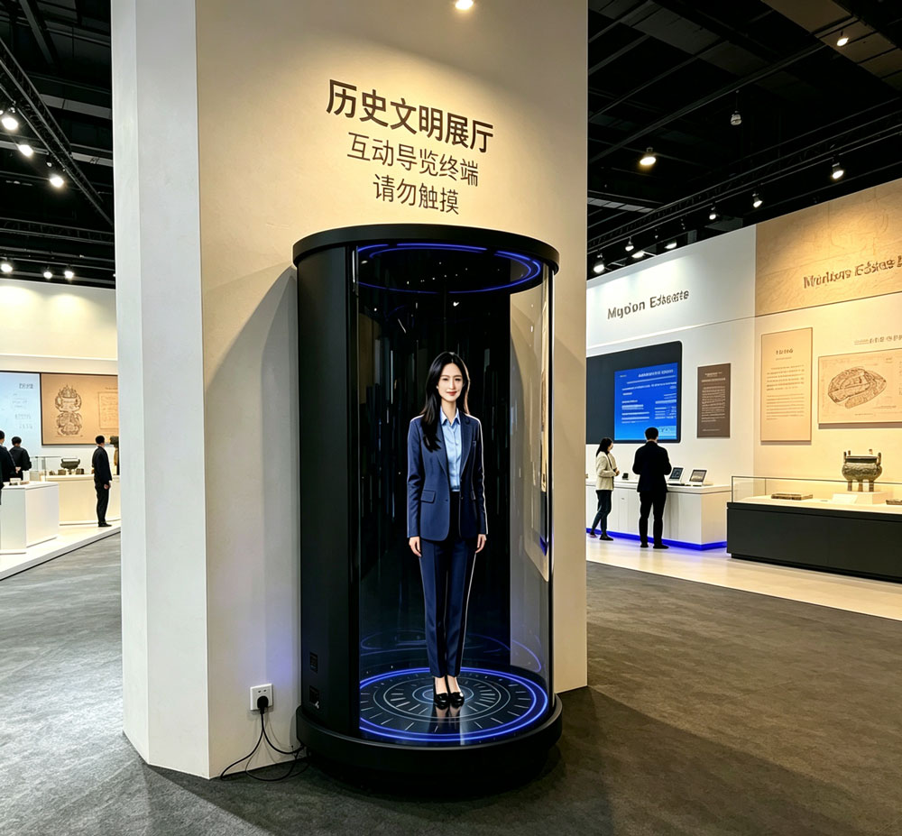 蓝速科技|3D全息舱AI数字人一体机博物馆实时交互数字导览讲解员(图1) 蓝速科技|3D全息舱AI数字人一体机博物馆实时交互数字导览讲解员(图1)