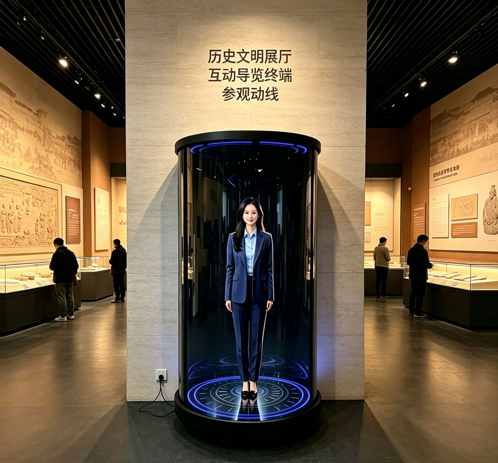 蓝速科技|3D全息舱AI数字人一体机博物馆实时交互数字导览讲解员(图2) 蓝速科技|3D全息舱AI数字人一体机博物馆实时交互数字导览讲解员(图2)