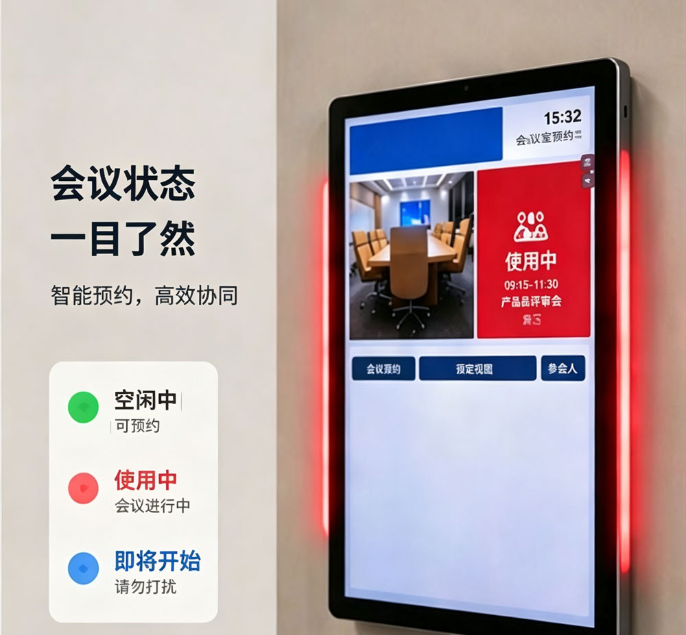 蓝速科技丨会议预约门牌屏状态灯远距离识别会议室状态(图3)