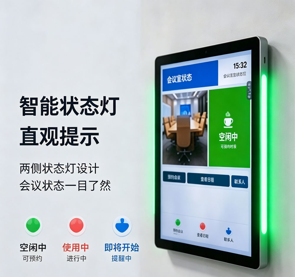 蓝速科技丨会议预约门牌屏状态灯远距离识别会议室状态(图1)