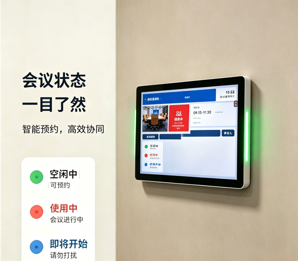蓝速科技丨会议室电子门牌，丰富硬件接口打造会议预约屏解决方案(图1)