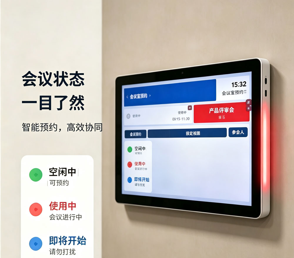 蓝速科技丨会议室电子门牌，丰富硬件接口打造会议预约屏解决方案(图2)